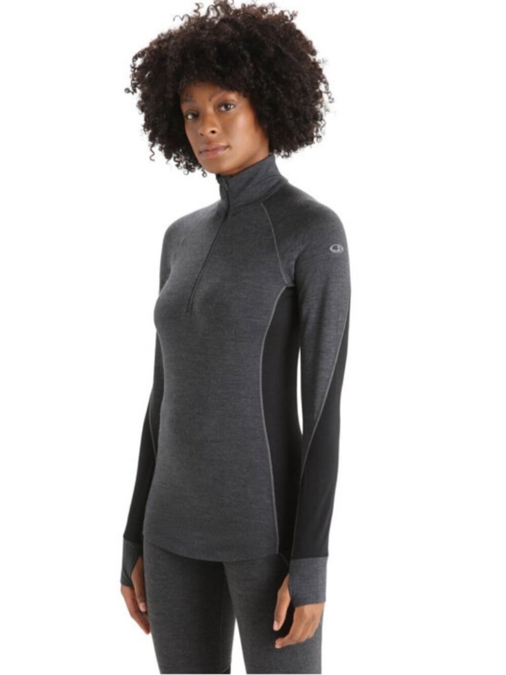 Icebreaker Wool 1/2 Zip Pullover Black Grey L